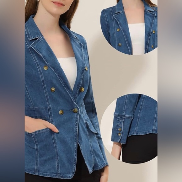 Blazer En Jean Léger Délavé Bleu À Fines Rayures | Denim | PLT FR